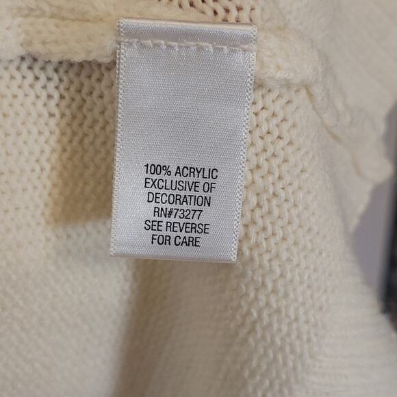 Croft & Barrow Adorable Cardinal on Pine Branch Sweater White Size XL Sequins - Picture 9 of 10